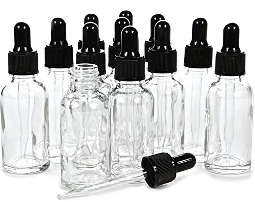 Vivaplex, 12, Clear, 2 oz Glass Bottles, With Glass Eye Droppers