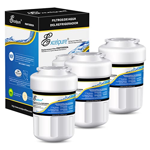 EXCELPURE MWF Replacement for GE SmartWater, MWFA, MWFP,GWF,PC75009，HDX FMG-1, GSE25GSHECSS, 197D6321P006, RWF1060, WSG-1, WFC1201,WS613B-A, Kenmore 46-9996,CF8,WF287, Refrigerator Water Filter,3PACK