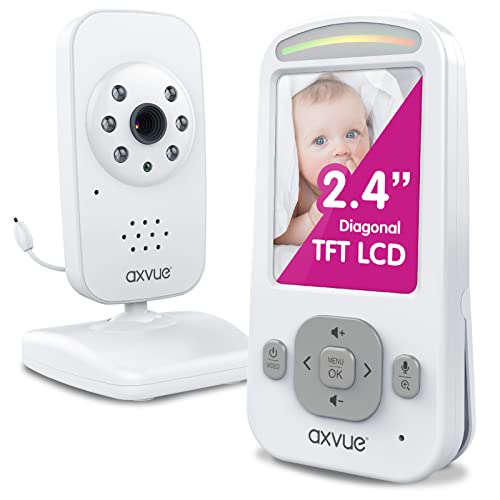 Video Baby Monitor, Slim Handheld, Non-Slip Design, 2.4″ Vertical Screen Monitor & Digital Camera, Range up to 1000ft, 12 Hour Battery Life, 2-Way Talk, Night Vision, Temperature Monitor, No WiFi.