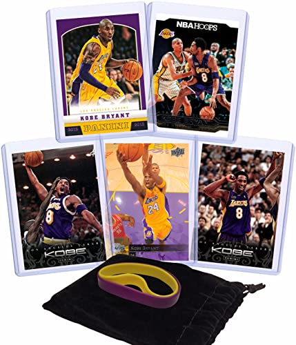 Kobe Bryant (5) Assorted Basketball Cards Bundle – Los Angeles Lakers Trading Cards – MVP # 24