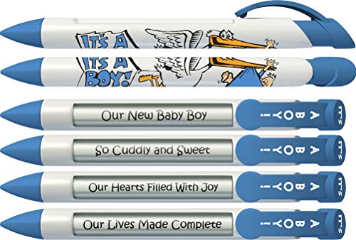 Greeting Pen Baby Pen- It’s a Boy! Stork Baby Shower Favor/Birth Announcement Rotating Message 6 Pen Set 36005