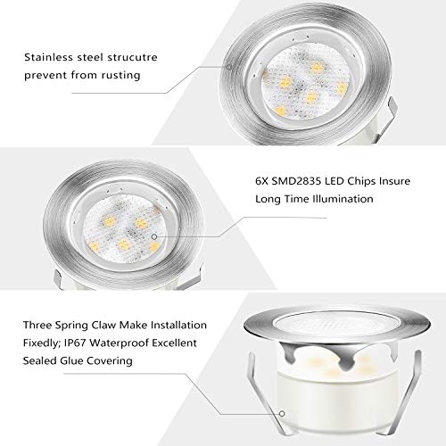 QACA Led Deck Lights Outdoor Waterproof Low Voltage Stainless Steel 1W Outdoor Yard Garden Decoration Lamps Landscape Pathway Patio Step Stairs LED In-ground Lights Silver Border(20pcs, Warm White) | The Storepaperoomates Retail Market - Fast Affordable Shopping