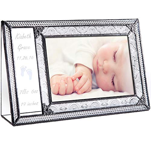 Personalized Baby Picture Frame 4×6 Photo Engraved Clear Glass Nursery Decor Newborn Girl or Boy New Parents Grandparents J Devlin Pic 393-46H EP573