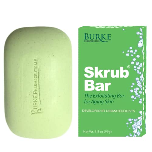 Burke Pharmaceuticals the Skrub Bar Exfoliating Soap for Aging Skin – Gentle Skincare Scrub, Microbeads for Skin Polishing- Rejuvenated and Hydrated Skin