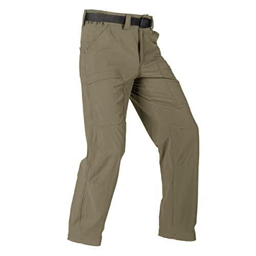 FREE SOLDIER Men’s Outdoor Cargo Hiking Pants with Belt Lightweight Waterproof Quick Dry Tactical Pants Nylon Spandex (Mud 34W/30L) | The Storepaperoomates Retail Market - Fast Affordable Shopping