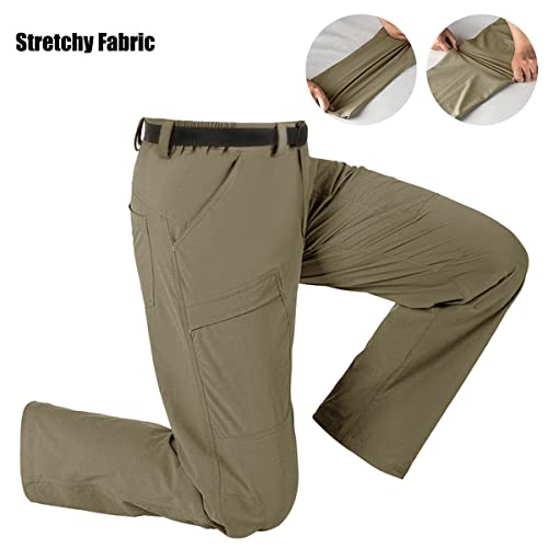 FREE SOLDIER Men’s Outdoor Cargo Hiking Pants with Belt Lightweight Waterproof Quick Dry Tactical Pants Nylon Spandex (Mud 34W/30L) | The Storepaperoomates Retail Market - Fast Affordable Shopping