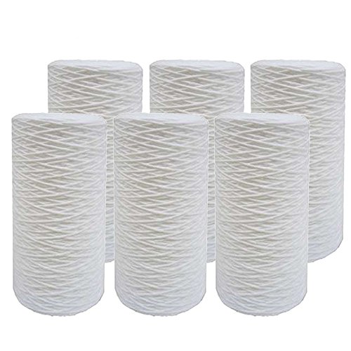 Tier1 20 Micron 10 Inch x 4.5 Inch | 6-Pack Polypropylene String Wound Whole House Sediment Water Filter Replacement Cartridge | Compatible with SWC-45-1020, Home Water Filter