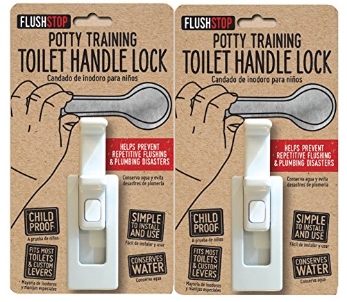 Childproof Toilet Handle Lock (2-Pack, White Button)
