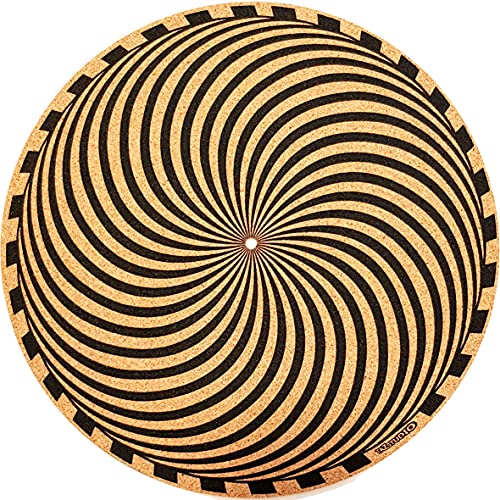 TazStudio Premium slipmat – Cork Turntable Mat [4mm Thick] for Better Sound Support on Vinyl LP Record Player – Cork mat Original Art Design – Psychedelic Geometric Storm