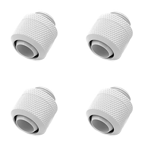 Barrow G1/4″ to 3/8″ ID, 1/2″ OD Compression Fitting for Soft Tubing, White, 4-pack