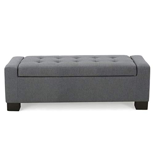 Christopher Knight Home Guernsey Fabric Storage Ottoman, Charcoal