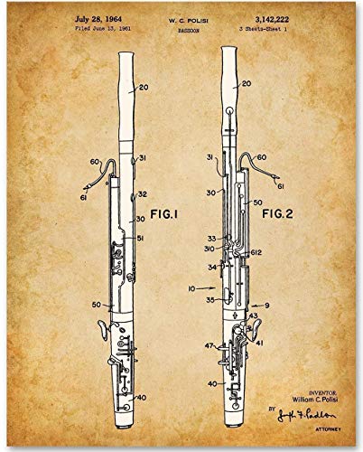 Bassoon – 11×14 Unframed Patent Print – Makes a Great Music Room or Studio Decor and Gift Under $15 for Bassoon Players and Musicians