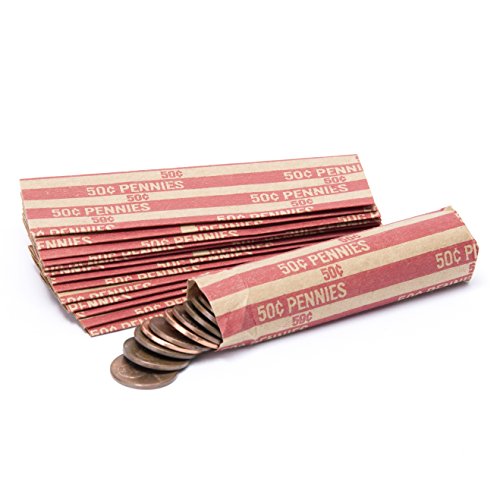 Penny Coin Wrappers, 100 Flat Striped Coin Wrappers
