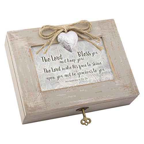 Cottage Garden Lord Bless and Keep You Natural Taupe Jewelry Music Box Plays How Great Thou Art