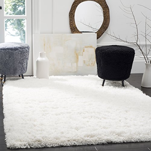 SAFAVIEH Polar Shag Collection 8′ x 10′ White PSG800B Solid Glam 3-inch Extra Thick Area Rug