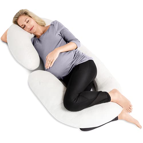 Pregnancy Pillow – 60 Inch, C-Shaped Maternity Pillows for Sleeping – Full Body Pillow for Pregnant Women – Reduces Hip, Back Pain for Side & Stomach Sleepers – Washable Cover