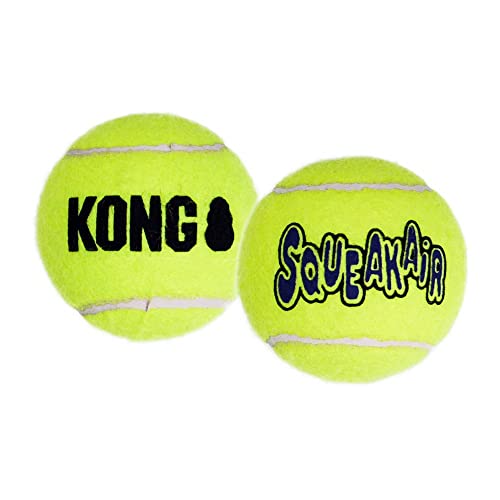 KONG Squeakair Balls, Dog Toy Premium Squeak Tennis Balls for Medium Dogs, Pack of 6