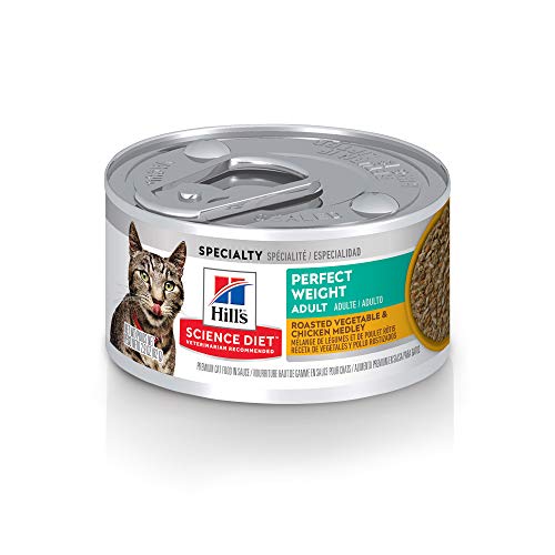 Hill’s Science Diet Canned Wet Cat Food, Adult, Perfect Weight for Weight Management, Roasted Vegetable & Chicken Recipe, 2.9 oz Cans, 24 Pack