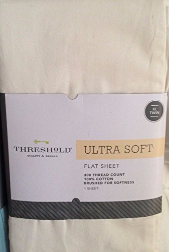 Threshold Ultra Soft Flat Sheet “Twin/XL” 300 TC, 100% Cotton, “Ivory”