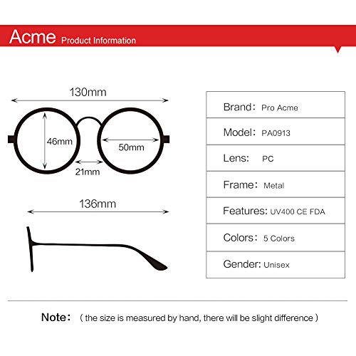 Pro Acme Classic Round Metal Clear Lens Glasses Frame Unisex Circle Eyeglasses (Gold) | The Storepaperoomates Retail Market - Fast Affordable Shopping