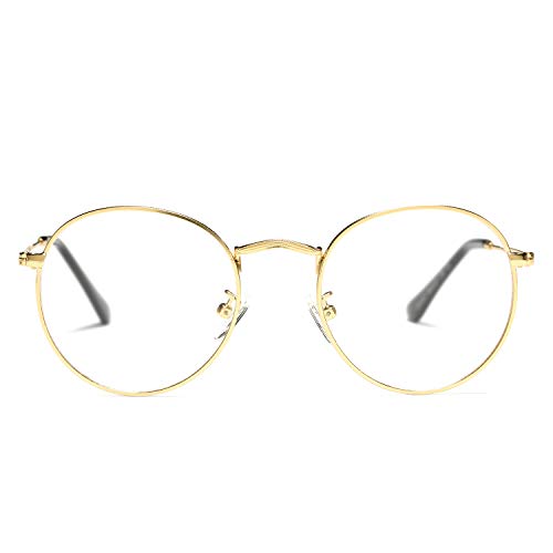 Pro Acme Classic Round Metal Clear Lens Glasses Frame Unisex Circle Eyeglasses (Gold) | The Storepaperoomates Retail Market - Fast Affordable Shopping