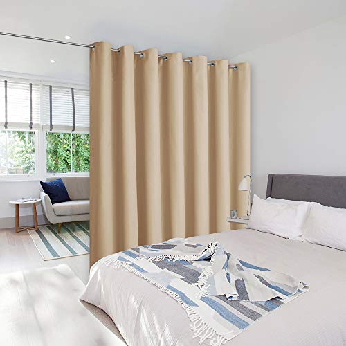 NICETOWN Wall to Wall Room Dividers Curtain for Patio Sliding Door, Insulated Blackout Blind, Extra Wide Curtain for Studio/Villa/Hall/Parlor (Biscotti Beige, 1 Piece, 8.3ft Width x 7ft Length)