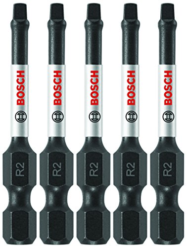 BOSCH ITSQ2205 5-Pack 2 In. Square #2 Impact Tough Screwdriving Power Bits