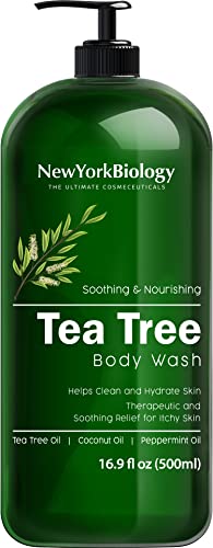New York Biology Tea Tree Body Wash – Helps Soothe Itchy Skin, Jock Itch, Athletes Foot, Toenail Fungus, Eczema, Acne, Body Odor and Ringworm – Moisturizing Body Wash for Men & Women – 16 Fl oz
