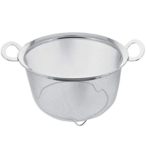U.S. Kitchen Supply 3 Quart Stainless Steel Mesh Net Strainer Basket with a Wide Rim, Resting Feet and Handles – Colander to Strain, Rinse, Fry, Steam or Cook Vegetables & Pasta