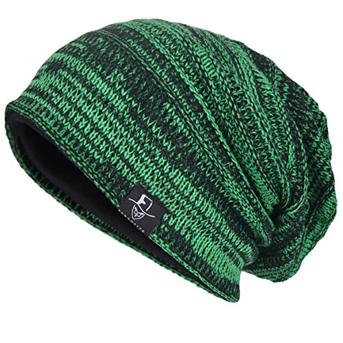VECRY Men’s Slouch Beanie Skull Cap Long Baggy Hip-Hop Winter Summer Hat (Twill-Brilliant Green)