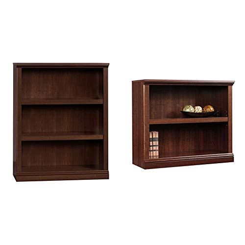 Sauder 3 Shelf Bookcase, Select Cherry finish & 2-Shelf Bookcase, Select Cherry finish