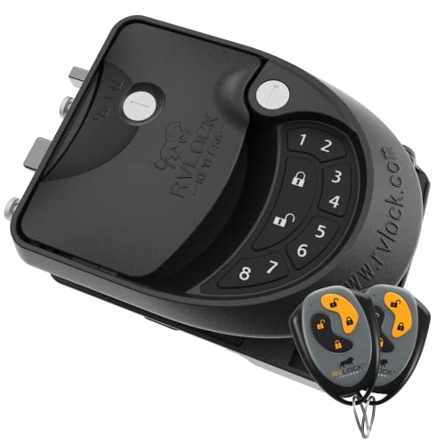 RVLock Class C Charter Keyless Entry Keypad and Handle with Fob, All Metal RV Door Lock and Latch Replacement Kit, Upgraded Silicone Keypad for Class C and A Motorhomes, Fits openings 4.5 x 3.5 Inches