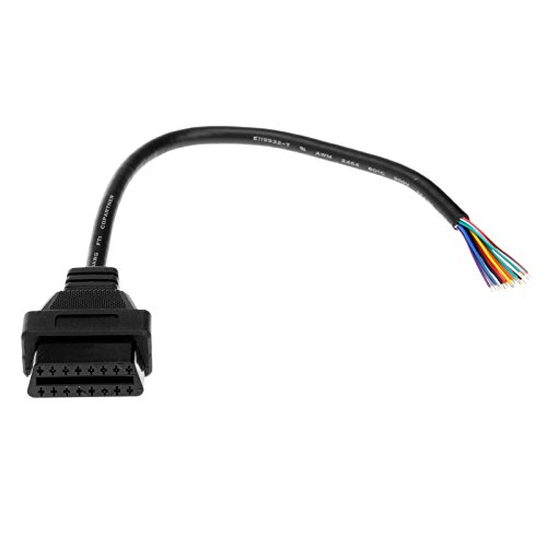 16 Pin J1962 OBD2 OBD-II Female Connector, OBD2 OBD-II 16 Pin Car Diagnostic Extension Cable Replacement for Open Plug Wire Cable Cord Pigtail (30cm/1ft)