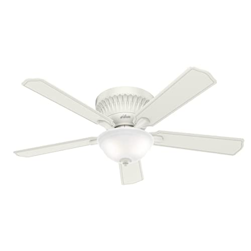 Hunter Chauncey Indoor Low Profile Ceiling Fan with LED Light and Remote Control, 54″, Fresh White