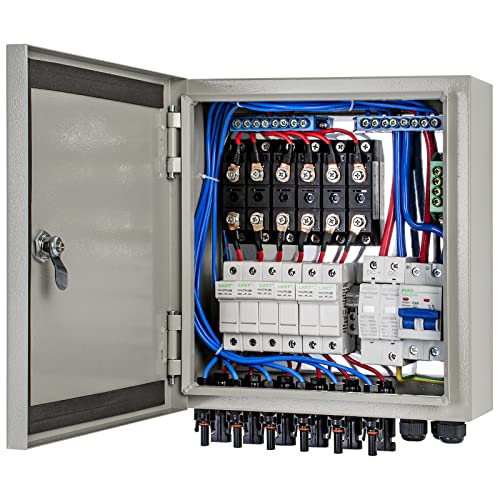 ECO-WORTHY 6 String PV Combiner Box(Mental Case) & 63A Circuit Breakers for Solar Panels