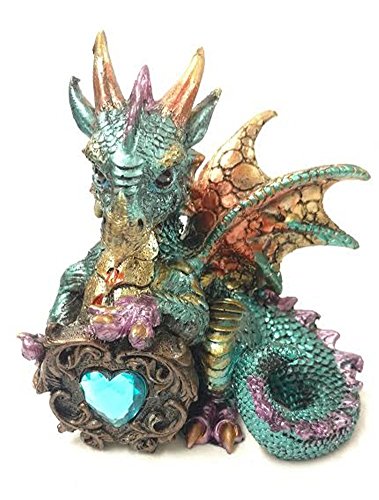 Kheops International Baby Dragon Figurine with Gem (Aqua)