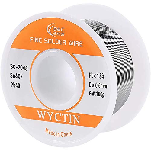 WYCTIN Diameter 0.6mm 100g 60/40 Active Solder Wire with Resin Core for Electrical Repair Soldering Purpose