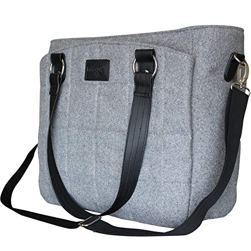 Diaper Bag Convertible Messenger Baby Bag by Kiddyoh – Multi-function Baby Diaper Bag with Stroller Straps – Wool & Polyester Stylish Waterproof Lined Grey Diaper Bag for Mom’s – Best Baby Shower Gift