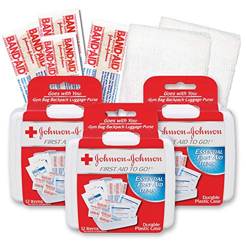 Johnson & Johnson First First Aid Kit Travel Size (Pack of 3 — First Aid Kit for Car, Office, Purse)