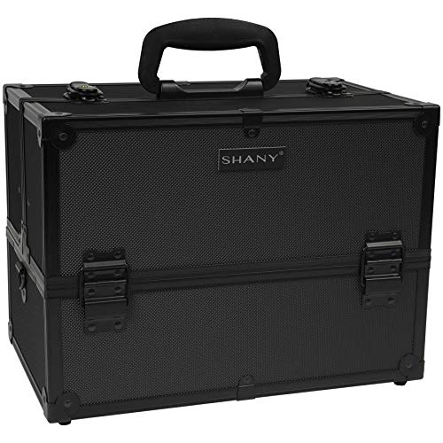 SHANY Essential Pro Makeup Train Case with Shoulder Strap and Locks – Black On Black