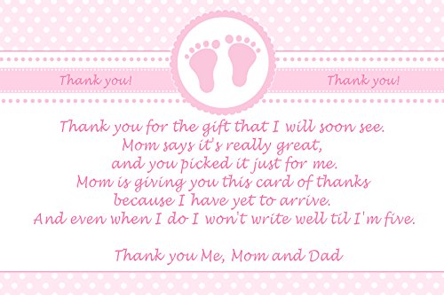 30 Thank You Cards Pink Polka Dots Baby Girl Shower Photo Paper