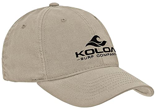Koloa Embroidered Wave 3″ Logo Classic Cotton Unstructured Dad Hat-Khaki/Black