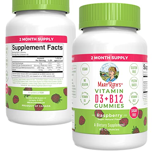 Vitamin D3 + Vitamin B12 | 2 Month Supply | Vitamin D & B12 Vitamin Supplements for Adults & Kids | Supports Bone Health | Promotes Energy Boost | Vegan | Non-GMO | Gluten Free | 60 Servings