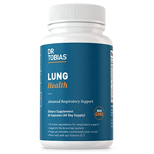 Dr. Tobias Lung Health, Lung Support Supplement with Vitamin C, Butterbur, Quercetin & Bromelain, Lung Cleanse & Detox Formula for Bronchial & Respiratory System, Non-GMO, 60 Capsules, 60 Servings