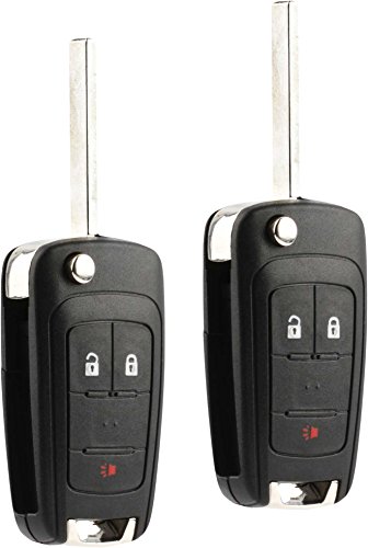 Key Fob Keyless Entry Remote Flip Shell Case & Pad fits Chevy 2010-2017 Equinox / 2012-2017 Sonic/GMC 2010-2017 Terrain, Set of 2