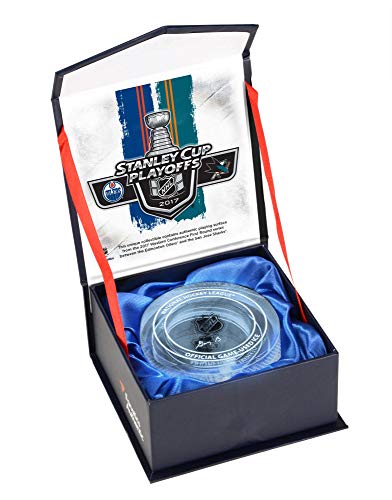 San Jose Sharks vs. Edmonton Oilers Crystal Puck – Filled With Ice from the First Round of the 2017 Stanley Cup Playoffs – Other Game Used NHL Items