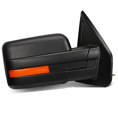 Right Passenger Side Black Textured Manual Adjustment Folding Rear View Towing Mirror Compatible with Ford F-150 04-14
