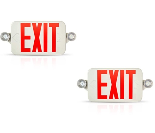 Ciata Lighting Emergency Exit Lights with Battery Backup – High Visibility Fire Exit Signs – Universal Emergency Lights for Business or Residential – Rechargeable Exit Sign Battery Included – 2 Pack