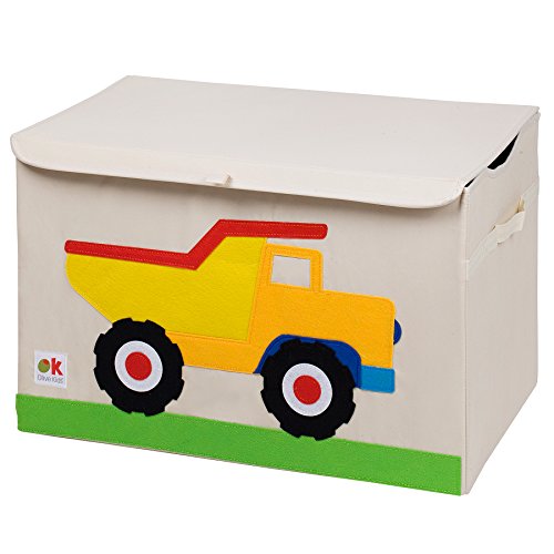 Wildkin Kids Fabric Toy Chest for Boys & Girls, Measures 24 X 15 X 14 Inches Toy Storage, Features Garterized Handle and Cardboard Insert, Toy Box Helps Kids Supplies Organized (Dump Truck)