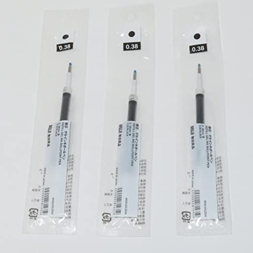 Moma Muji Gel Ink Ballpoint Pen Refills, Black, 0.38mm, Pack of 3 – For Muji Gel Ink Ballpoint Pen (Japan Import)